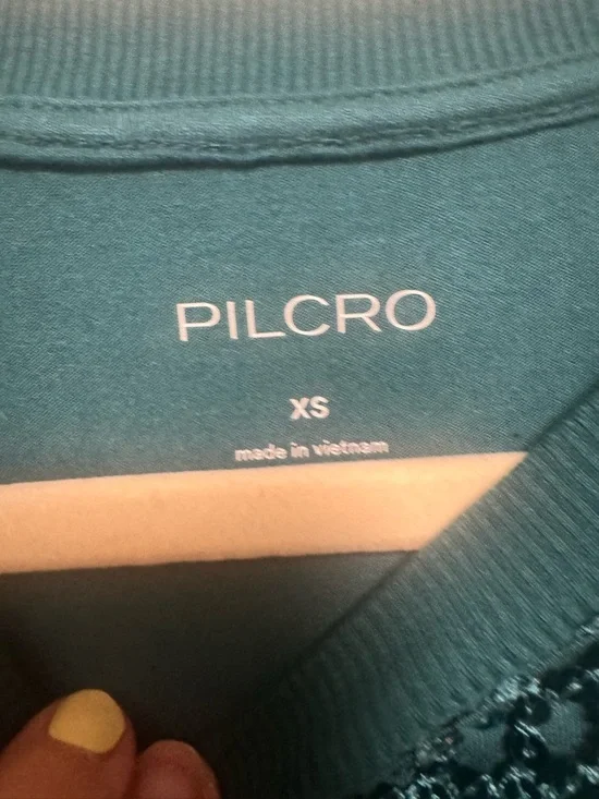 Pilcro Teal Sequin Mesh Jersey Long-Sleeve Top - Picture 9 of 16